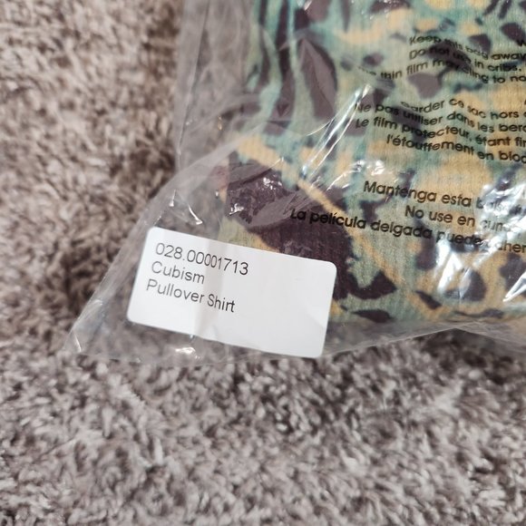 Cubism Abstract Animal Print Top Womens Medium Multicolor Perforations Shirt - Picture 14 of 14